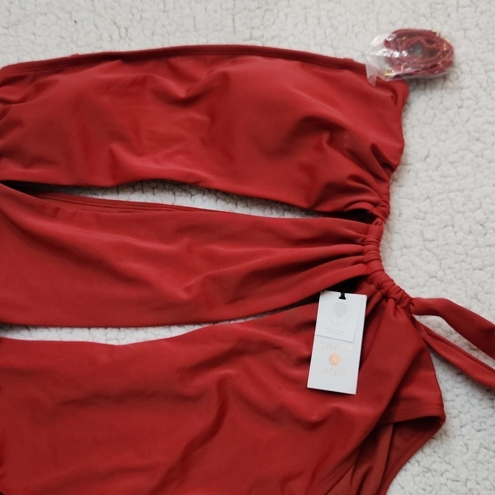 Shade & Shore Red Bikini With Asymmetrical Cutout Beach Pool Party Vacation Xl — image 7 of 8